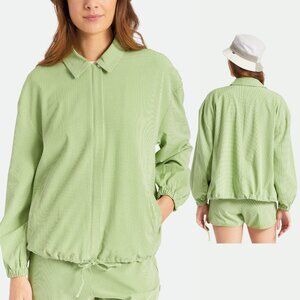 Brixton Leeds Gingham Bomber Jacket - Sun Green - Size Small